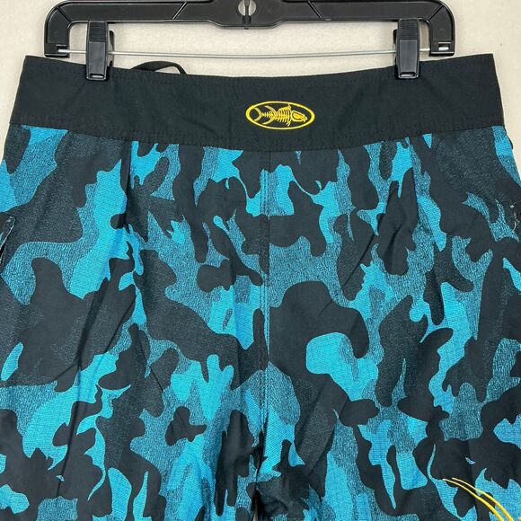 Tormenter Board Shorts Blue Camo Graphic Swim Suit Trunks Skeleton Mens Size 32 - Picture 12 of 15